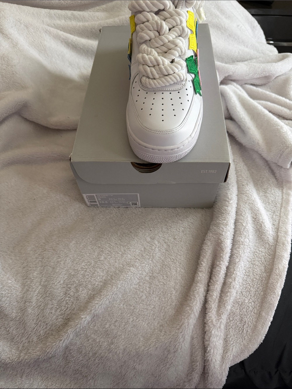 White Leather Sneaker with Multicolor Star Accents